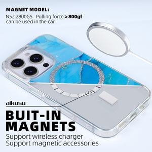 Coque de téléphone AIKUSU OEM ODM antichoc transparente imprimée avec paillettes, compatible avec la recharge sans fil pour iPhone 17 16 15 Pro Max - Product Image 4