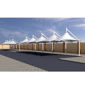 Structure de carport extérieur à membrane tendue en PVDF, structure métallique Q235, abri de stationnement, tente de carport - Product Image 5