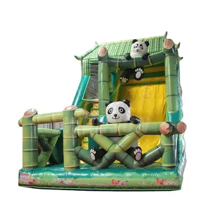 Bouncy slide inflável para crianças, inflável, novo design, panda, castelo, deslizamento duplo