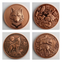 Pièce de monnaie personnalisée en cuivre pur 999, 1 oz, à relief élevé, représentant un animal sauvage (Élan, Lys)
