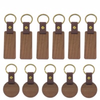 Porte-clés en bois et cuir, porte-clés avec sangles en cuir, porte-clés en bois non fini pour la gravure, cadeaux personnalisés
