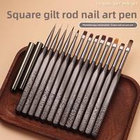 Ensemble de pinceaux pour nail art japonais très vendu, 13 pièces, manche en bois plaqué or, poils en nylon, outils de manucure floraux et de traçage