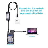 USB 2,0 a IDE/SATA Cable adaptador de tres propósitos USB 2,0 a IDE Easy Drive Cable