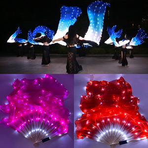 Ventagli in Seta <span class=keywords><strong>LED</strong></span> Lunghi, Ventaglio per Danza del Ventre, Ventaglio Luminoso <span class=keywords><strong>LED</strong></span> per Donne e Ragazze, Accessori per Feste in Discoteca, Carnevale e Spettacoli - Product Image 3