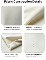 Tissu Oxford enduit de PVC 300D blanchi, 100% polyester, imperméable, 320GSM, pour vêtements d'extérieur et décontractés