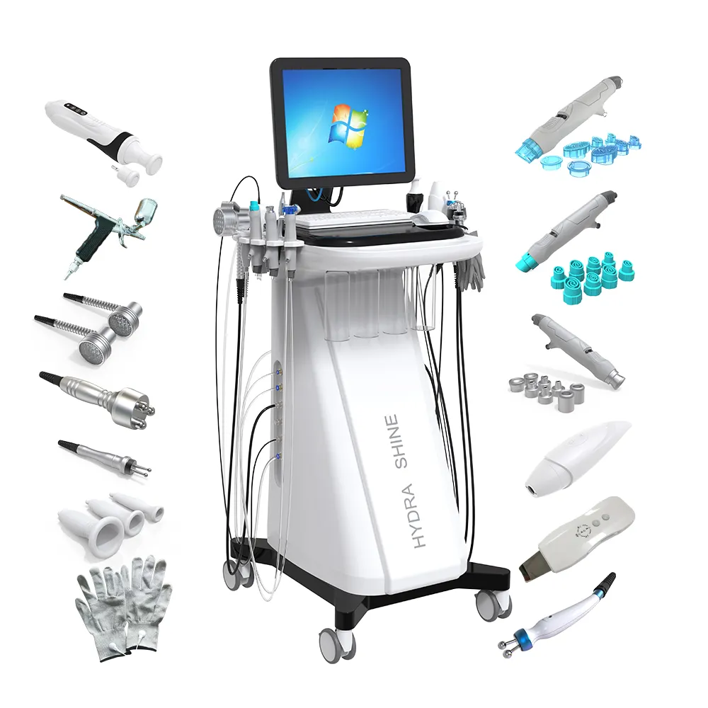 Real Factory Latest Technology Skin Analyzer with oxygen jet peel hydrodermabrasion beauty machine build in computer system