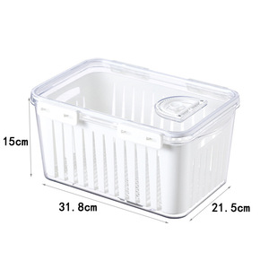 Refrigerator <b>Storage</b> <b>Box</b> Rectangle Clip-On <b>Lid</b> Stackable For Kitchen Vegetables Fruits Food Grade Sealing Drainage - Product Image 5