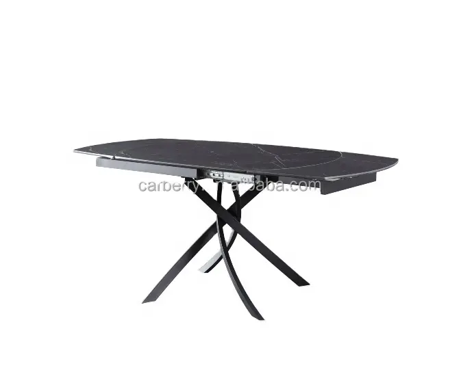 Juego de mesa de comedor de mármol negro grande y moderno OEM y 4 6 8 sillas, comedor de lujo para muebles para el hogar