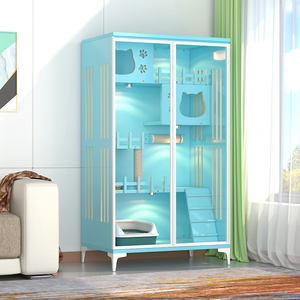 Casas de mascotas de madera maciza, muebles, Jaula de madera para gatos, segura, transpirable, multicapa, Villa de lujo para gatos de interior, muebles <span class=keywords><strong>Manu</strong></span> - Product Image 2