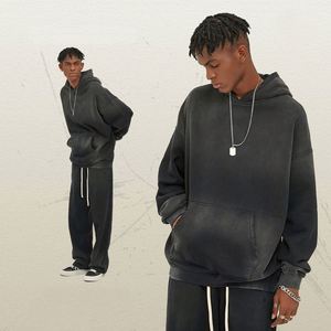 Ensemble sweat-shirt et pantalon de survêtement pour homme, avec logo personnalisé, coupe oversize, épais, grandes tailles, avec poches - Product Image 4