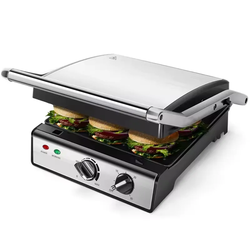 New Design Big Size Non-Stick Plate Portable Electric Contact Grill Sandwich Press Steak Grill Machine