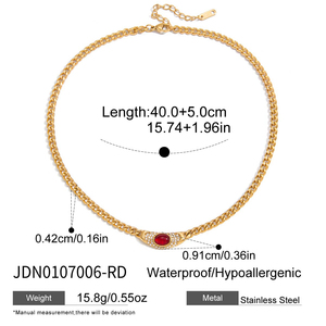 J & D Vintage sonbahar kış 18K PVD altın kaplama su geçirmez takı paslanmaz çelik beyaz açacağı yeşil kırmızı kolye - Product Image 4