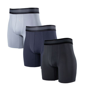 กางเกงบ็อกเซอร์เอวสูงปานกลางยืดหยุ่นสำหรับผู้ชายชุดชั้นในกีฬาระบายอากาศใส่สบายพร้อมโลโก้ขนาดเอวผ้าถัก2XL - Product Image 3