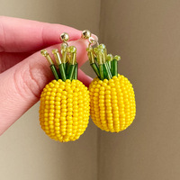 Anting Nanas Anyaman Manik-Manik Buatan Tangan Bergaya Liburan, Anting Cantik, Lucu, dan Penuh Kesenangan, Hadiah Sempurna untuk Teman