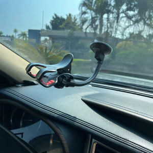 Soporte para Teléfono de Coche, Plástico Flexible con Cuello de Cisne, Doble Clip, Montaje con Ventosa para Parabrisas, para Navegación - Product Image 1