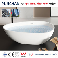 Baignoire autoportante moderne et minimaliste avec jupe intégrale, longueur 1,7 m, pour projets d'appartements/villas/hôtels