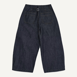 Pantalones Vaqueros Anchos de Pierna Ancha, Estilo Casual, de Algodón Indigo Crudo Rígido, Color Sólido, para Otoño - Product Image 3
