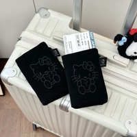 Dompet Penyimpanan Dokumen Multifungsi Bergaya Instagram, Tempat Kartu Tiket Pesawat, Tempat Paspor Kartun Kucing, Tanpa Penutup