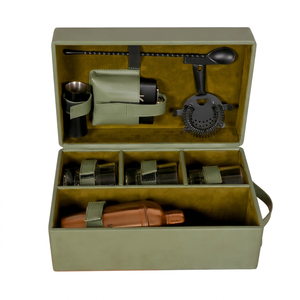 PU Croco Leather Artisanal Bar Set <b>Box</b> Black color With Handle Handmade Cocktail Portable Packaging for <b>Champagne</b> Whisky - Product Image 1