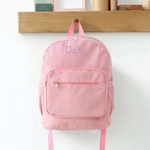 Großhandel Personalisierter Bestickter Windel-Schulrucksack mit Monogramm Cord-Rucksack Wickeltasche - Product Image 4