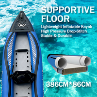 Kayak de pêche gonflable robuste avec poignée et rangement sous le pont, bateau aquatique d'extérieur