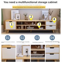 Set Kabinet TV Rendah Minimalis Modern Nordik Kaki MDF Multifungsi Bongkar Pasang untuk Ruang Tamu Apartemen Kecil Perakitan Mudah