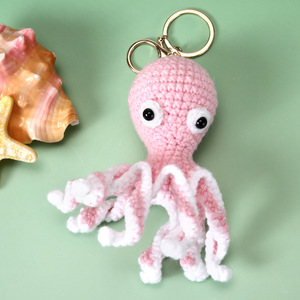 Handmade Cartoon Crochet Squid Octopus Keychain Bag Charm Cute Knitted <b>Amigurumi</b> <b>Yarn</b> 3D Ocean Sea Animal Pendant Toy Key Chain - Product Image 3
