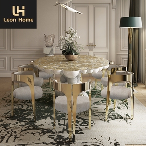 Tavolo <span class=keywords><strong>da</strong></span> <span class=keywords><strong>pranzo</strong></span> personalizzato di lusso Set <span class=keywords><strong>sala</strong></span> <span class=keywords><strong>da</strong></span> <span class=keywords><strong>pranzo</strong></span> mobili in acciaio inox palla Design bianco e oro ovale tavolo <span class=keywords><strong>da</strong></span> <span class=keywords><strong>pranzo</strong></span> di lusso - Product Image 3
