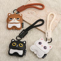Porte-clés en cuir mignon en forme de chat, pendentif créatif pour sac à dos, décoration de clés de voiture, cadeau animalier