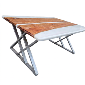 Premium White <b>Epoxy</b> <b>Resin</b> Wood <b>Table</b> – Contemporary Handmade Dining <b>Table</b> for Home & Commercial Spaces - Product Image 1
