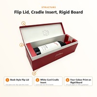 Boîte cadeau vin avec couvercle et base rigides, logo personnalisé, insert pour bouteille unique de 750 ml, emballage rouge, fabricant en gros