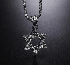 Collar con Estrella de <span class=keywords><strong>David</strong></span> Judía MECYLIFE, Joyería de Acero Inoxidable Antigua, Colgante Religioso para Hombre, Collar con Estrella de <span class=keywords><strong>David</strong></span> - Product Image 4