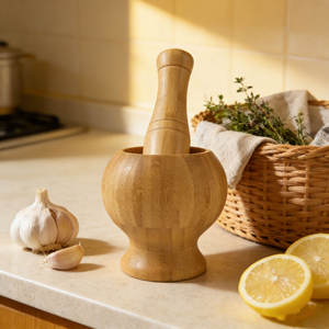 <span class=keywords><strong>Mortero</strong></span> y Pilón de Bambú al por Mayor de Fábrica, Tamaño Personalizado - Ideal para Moler Ajo, Romero y Pimienta (Venta al por Mayor B2B) - Product Image 5