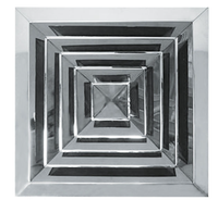Diffuseur d'air carré de plafond en acier inoxydable 304, 4 voies réglables, durable, avec registre, pour ventilation CVC, entrepôt industriel moderne