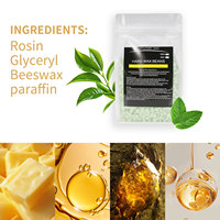 Cire dure naturelle à la glycérine et à la résine de thé vert et de rose, 500g, à dissolution rapide, sans résidus, longue durée, texture lisse, rapide