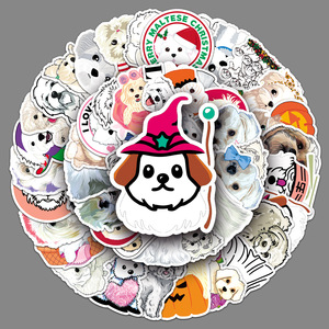 50 Adesivi Graffiti Cane Maltese, Simpatici Adesivi in Vinile a Cartone Animato per Cuccioli Maltesi, per la Decorazione di Laptop e Borracce per Amanti degli Animali Domestici - Product Image 2