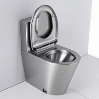 Toilette intégrée moderne en acier inoxydable 304 sur pied, durable, sans réservoir, type P, 350 mm, vente en gros personnalisée