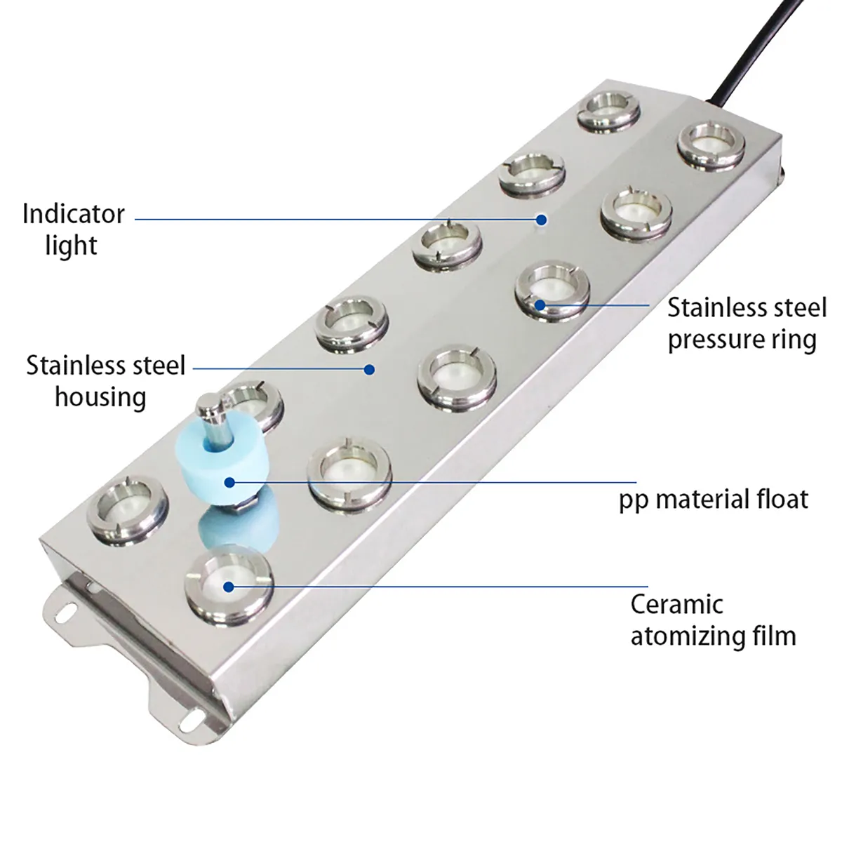 Humidificador de hongos, nebulizador hidropónico, atomizador de 12 cabezales para fuente de agua, estanque, invernadero, nebulizador ultrasónico