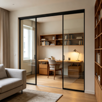 Profilés en aluminium pour portes intérieures modernes blanches en aluminium massif et bois, portes intérieures en métal avec cadres pour maisons