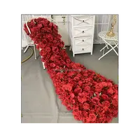 Flores artificiais decorativas, arranjo de flores artificiais para casamento, peças para mesas, corredor de flores de rosa vermelha