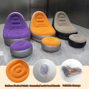 フットスツール付きインフレータブルソファポータブル折りたたみエアソファリビングルームモダンなデザインアウトドアキャンプ防水怠惰なソファシート - Product Image 5