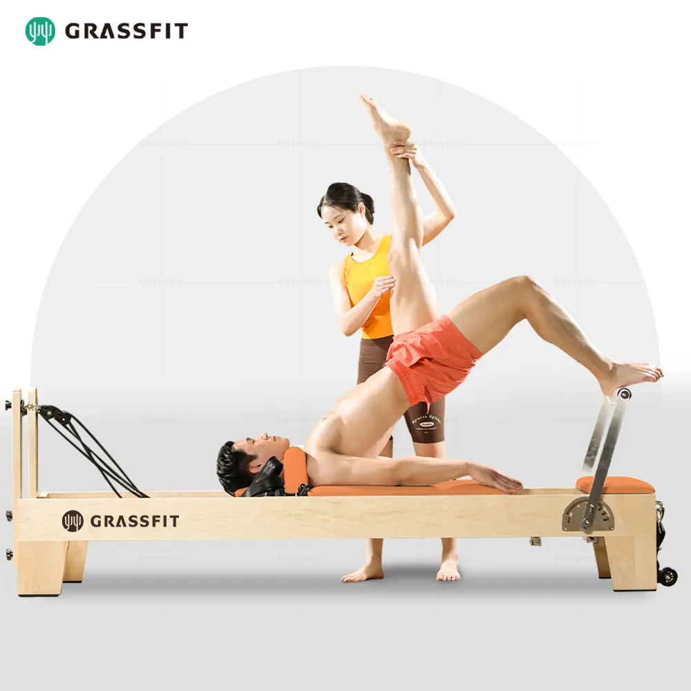 GRASSFIT Commercial Maple Cadillac Reformer Single Pulley Yoga Training Bed Home Pilates Machine Equipment for Gym Club Sale