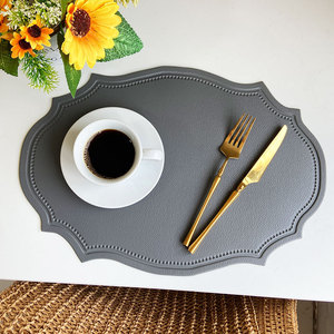 Newest PU Leather Dining Table Mat Edge-Pressed Retro <b>Placemat</b> Heat Insulation Waterproof Oil-Proof for Home Wedding Party - Product Image 5