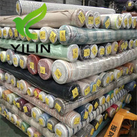 Tissu en stock à prix réduit, 55% coton, 45% lin, teinture réactive unie, pour vêtements/chemises/pantalons/robes