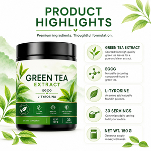 New Green Tea Extract EGCG L-Tyrrosine 60% L-Theanine Polyphenol-Rich 1000mg Antioxidant Immune Support Metabolism Boost Powder - Product Image 2