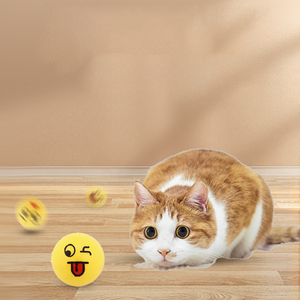 Bola de sonrisa de expresión linda de plástico dentro de la campana persiguiendo la bola de juguete interactiva para gatos - Product Image 3
