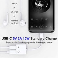 Adaptor Premium 2 in 1 Tipe-C USB-C ke Dual USB-C Audio dan Pengisi Daya 10W untuk iPhone 15 16 17 Pro Max Samsung Galaxy S26 S25 S24