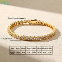 Bracelet tennis pour femme serti de zircone cubique ronde, ton or et argent, bijou de mode pour soirée