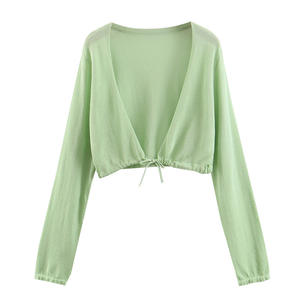 Cárdigan de punto de verano para mujer Marrykiss, talla grande, manga corta, blanco y verde, estilo vacacional, capa transparente N7065 - Product Image 5