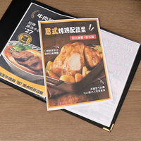 Chemise à Menus A4 en Cuir PU PVC, Reliure Mobile, Couvertures de Menus, Livre de Recettes, Liste de Prix pour Restaurant, Guide des Services Hôteliers, 7 Pages, Marquage à Chaud Doré